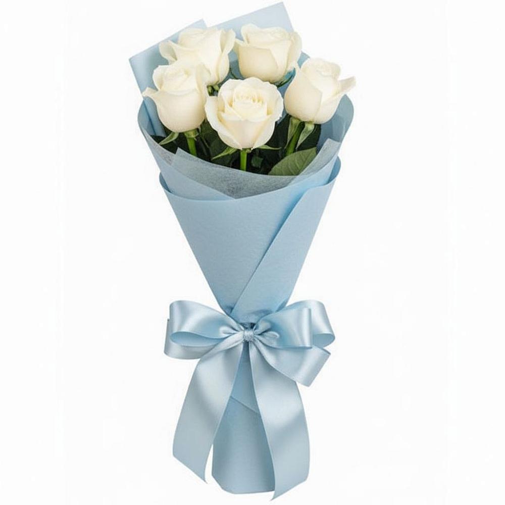 Букет 5 Белых роз Проуд в Ерзовке