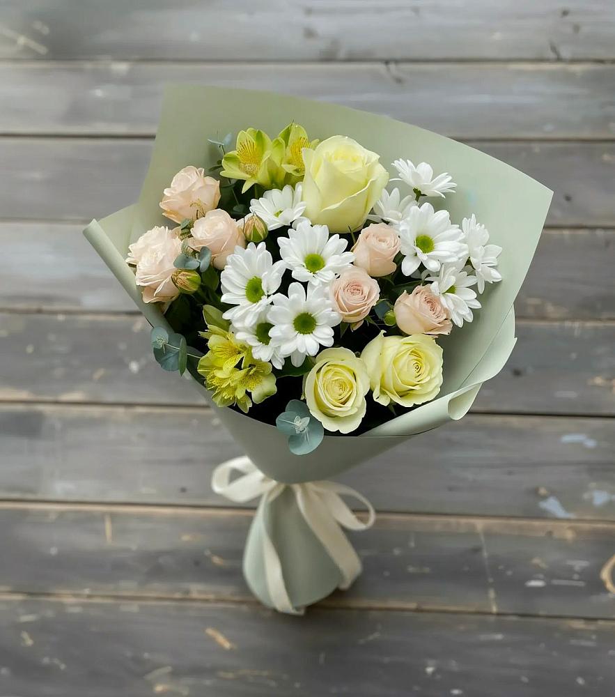Букет цветов из: Альстромерии, Розы и Хризантемы в Ерзовке
