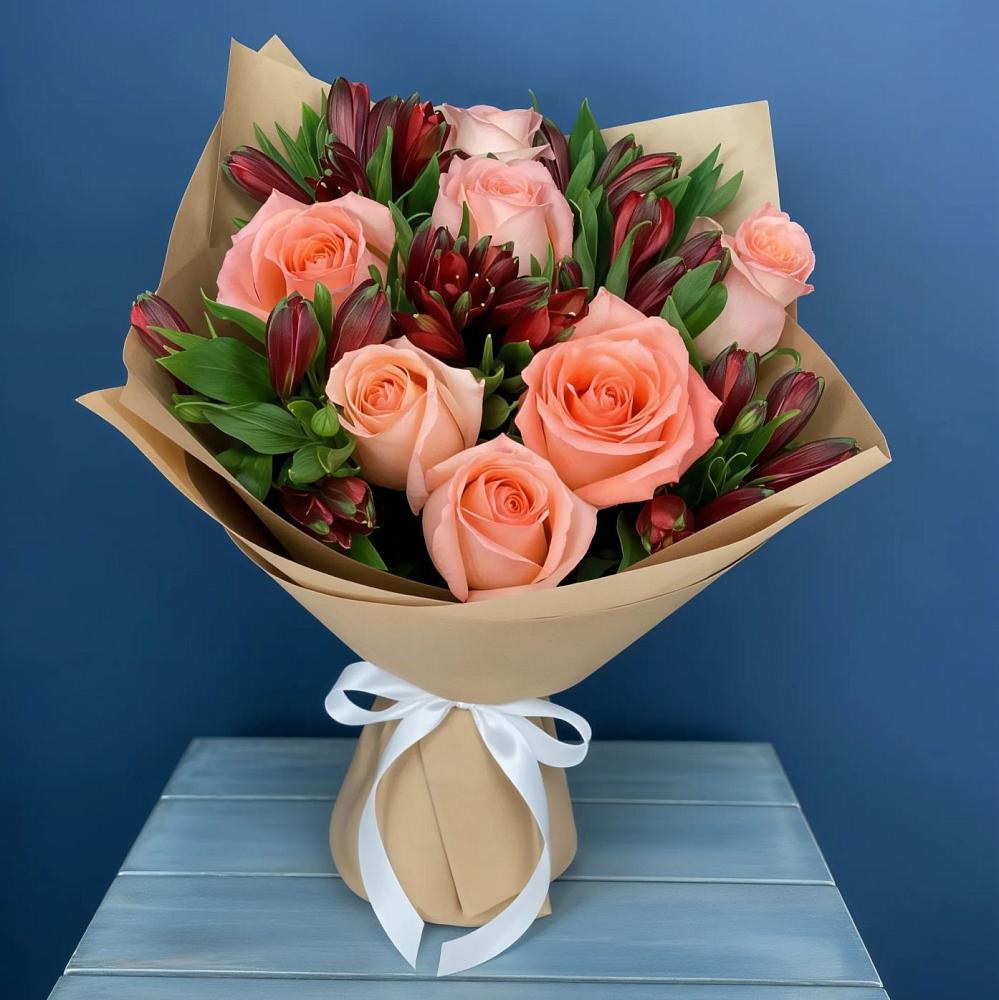 Букет цветов из: Розы и Альстромерии в Ерзовке