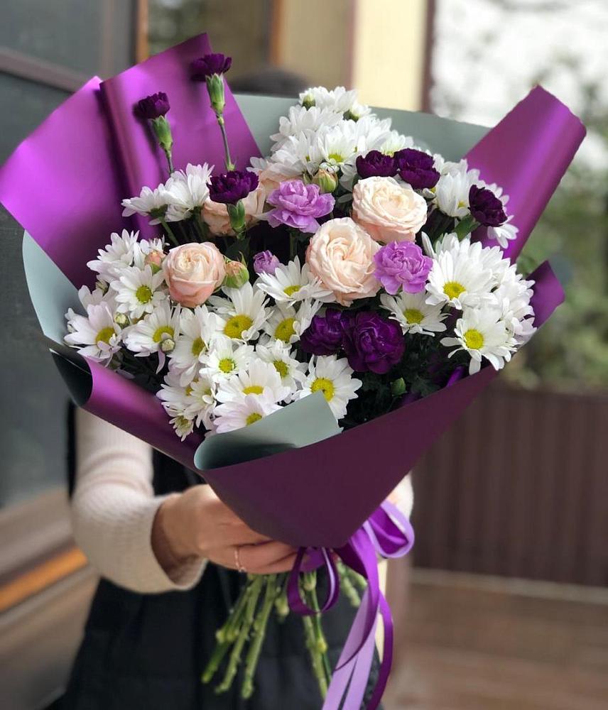 Букет цветов из: Хризантемы, Гвоздики и Розы в Ерзовке