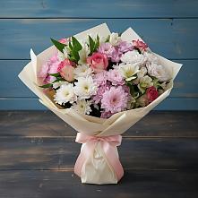 Букет цветов из:  Хризантемы, Альстромерии и Розы в Ерзовке