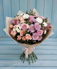 Букет цветов из:  Хризантемы, Розы и Альстромерии в Ерзовке