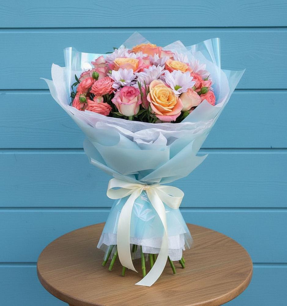 Букет цветов из: Хризантемы и Розы в Ерзовке