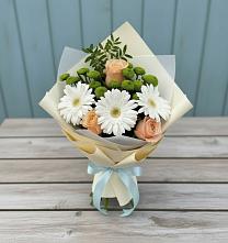 Букет цветов из:  Герберы, Розы и Хризантемы в Ерзовке