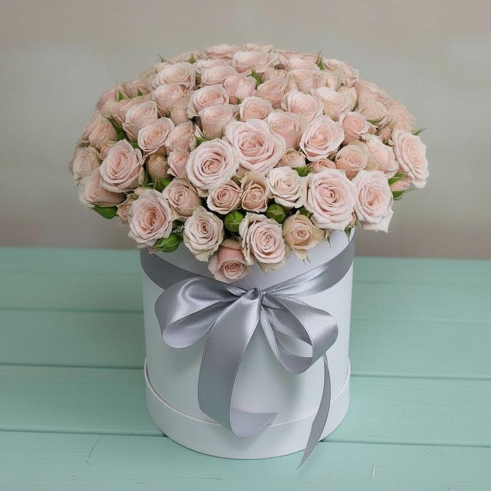 Цветочная композиция из Розы в шляпной коробке в Ерзовке